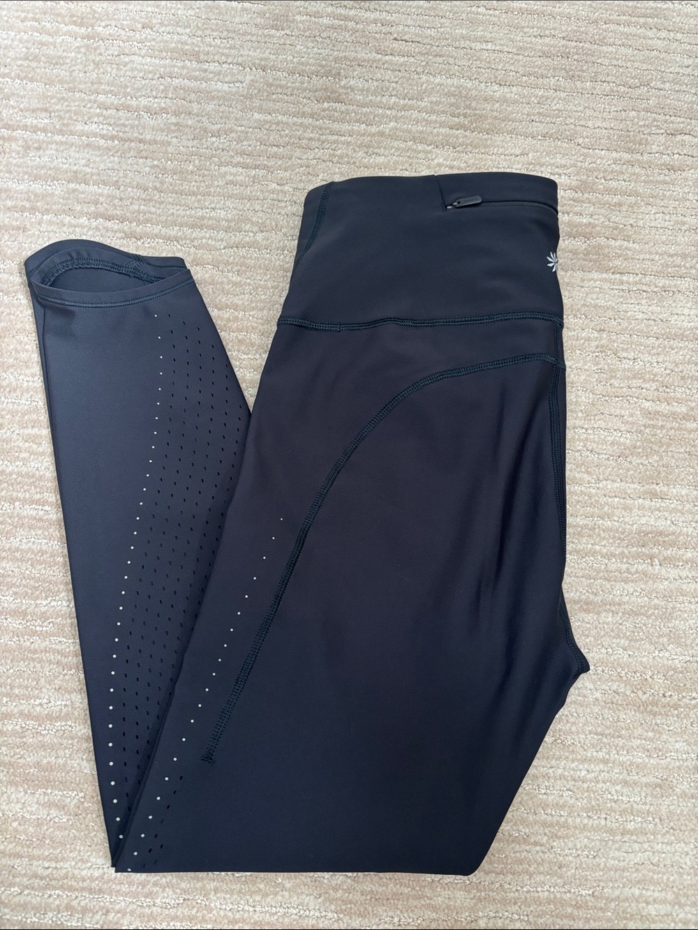 Athleta Black High-Rise Performance Leggings with Perforated Side Panels
